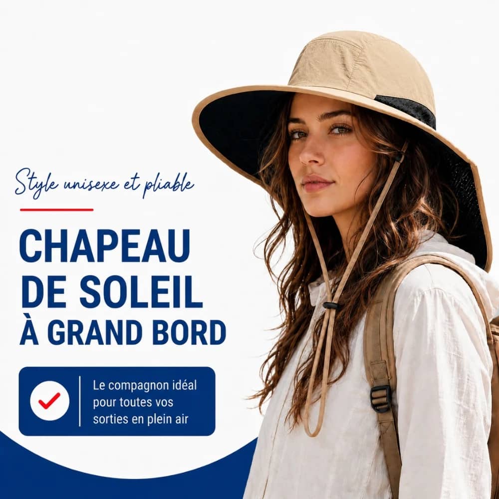Chapeau Unisexe à Large Bord et Cordon Réglable